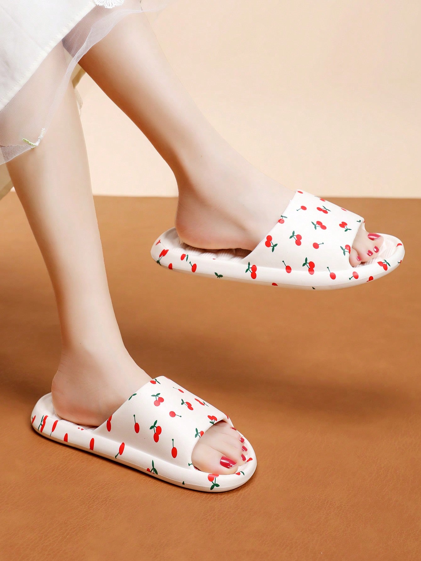 Women'S Eva Slipper Soft Bottom, Non-Slip Indoor And Outdoor Bathroom Printed Sandals, Summer House Slipper White