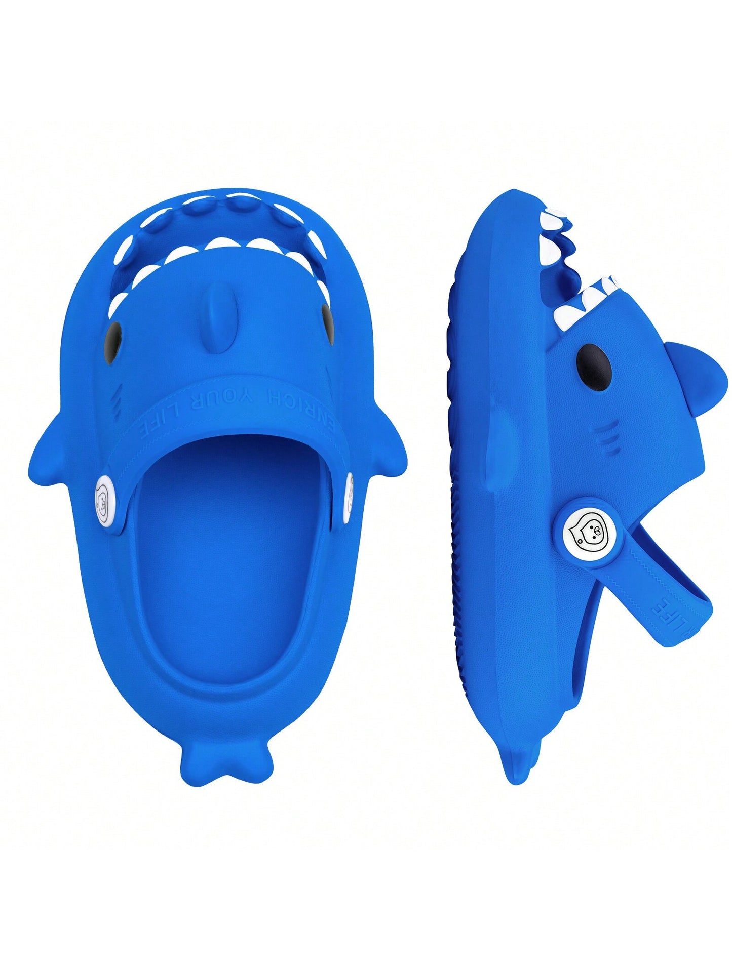 Kids Shark Cloud Slides | Toddler Boys Girls Shower Slippers | Baby Cute Cartoon Fish Clogs | Beach Pool Home Sandals | Quick Dry Non-Slip Blue