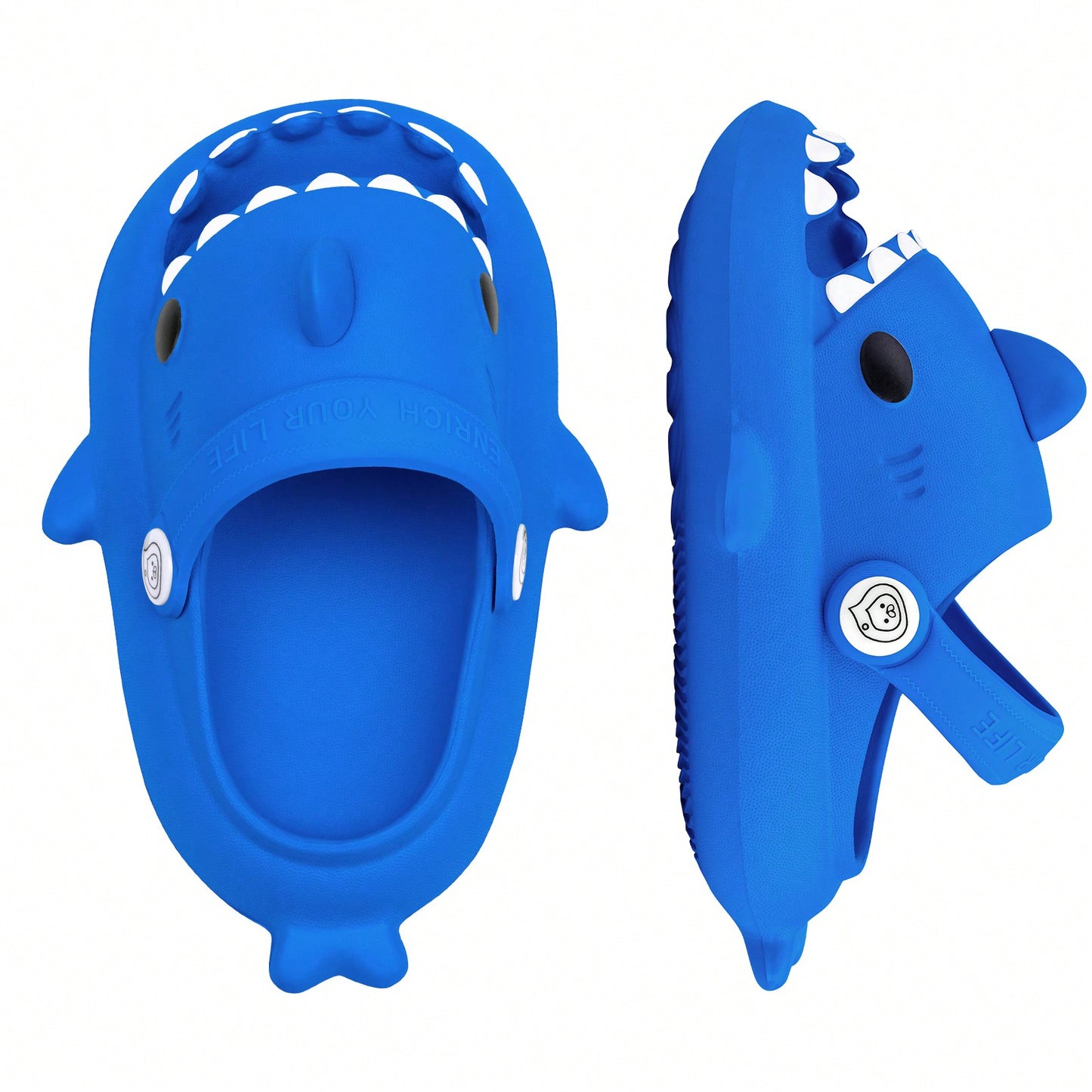 Kids Shark Cloud Slides | Toddler Boys Girls Shower Slippers | Baby Cute Cartoon Fish Clogs | Beach Pool Home Sandals | Quick Dry Non-Slip Blue