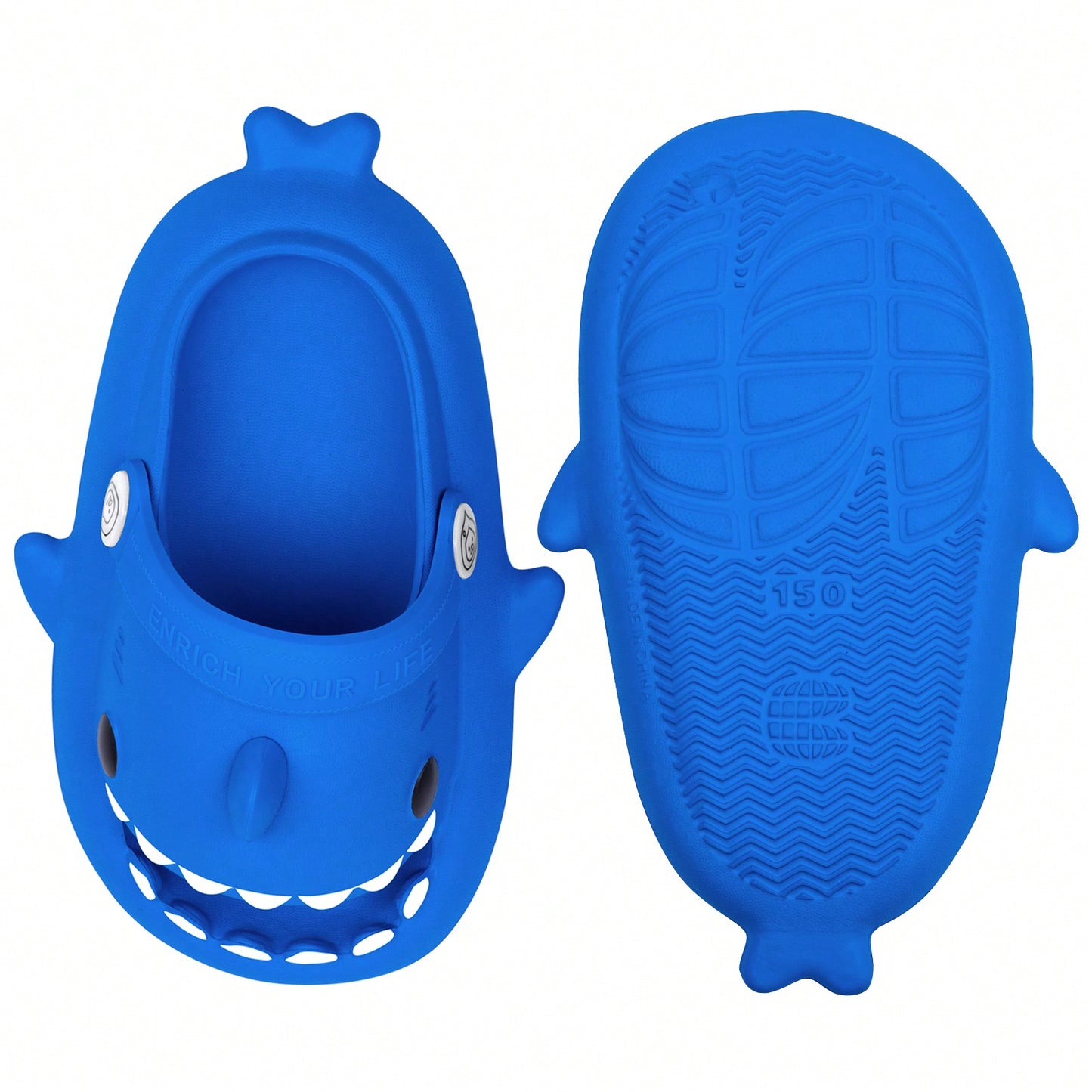 Kids Shark Cloud Slides | Toddler Boys Girls Shower Slippers | Baby Cute Cartoon Fish Clogs | Beach Pool Home Sandals | Quick Dry Non-Slip Blue