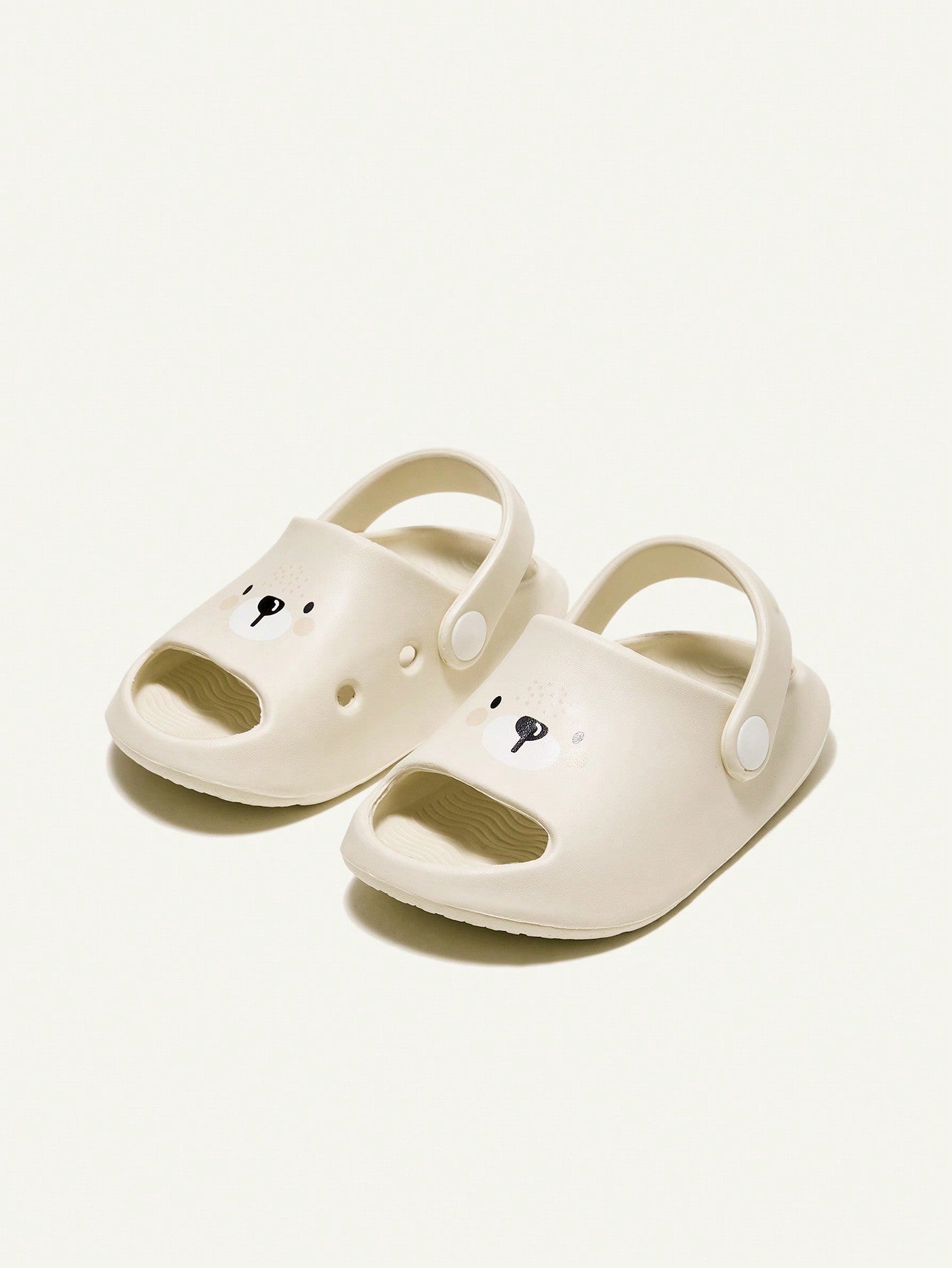 Cozy Pixies Cute Bear Pattern Breathable Soft Comfortable Anti-Slip Durable All-Match Baby Sandals With Holes Beige