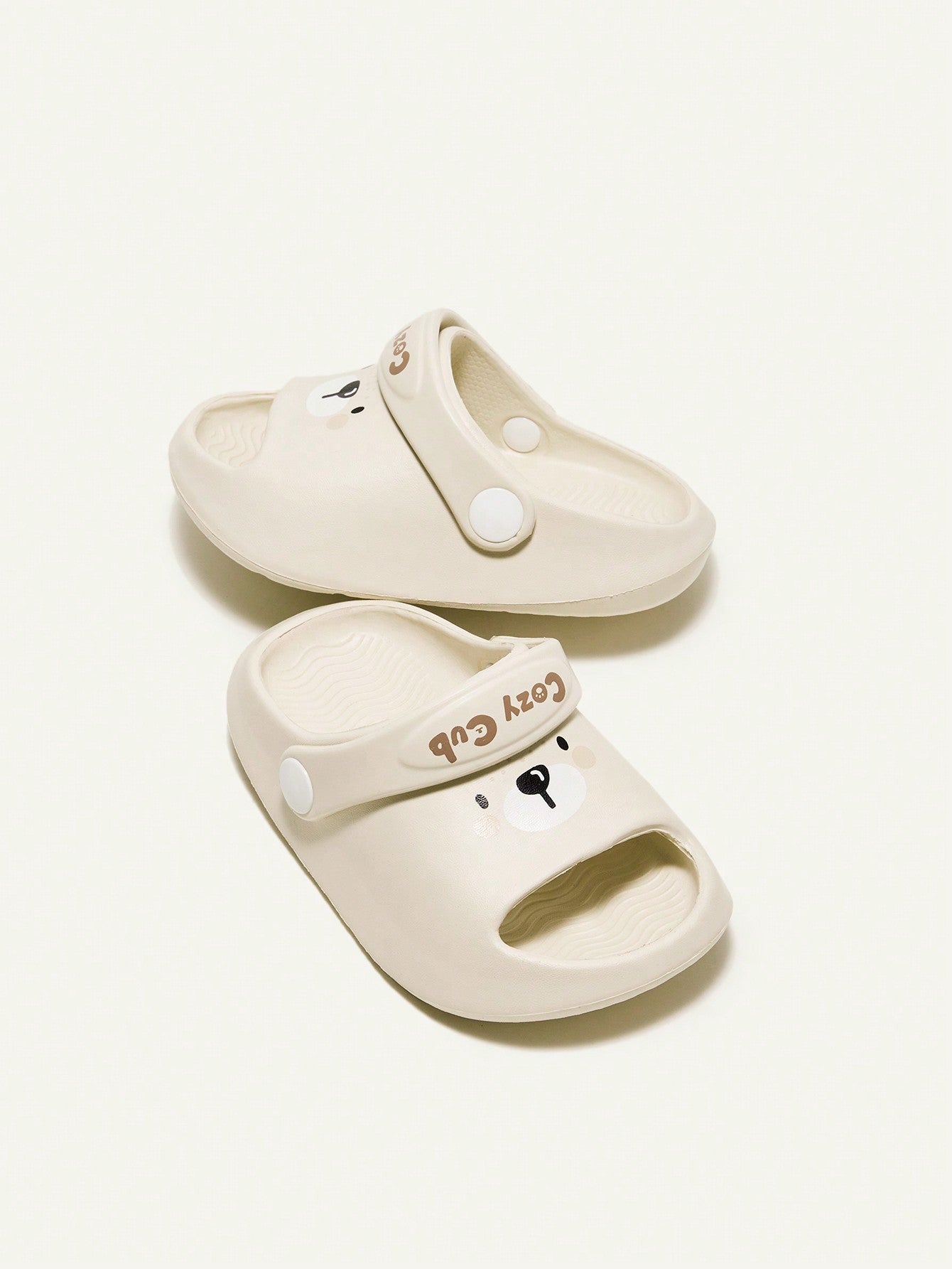 Cozy Pixies Cute Bear Pattern Breathable Soft Comfortable Anti-Slip Durable All-Match Baby Sandals With Holes Beige