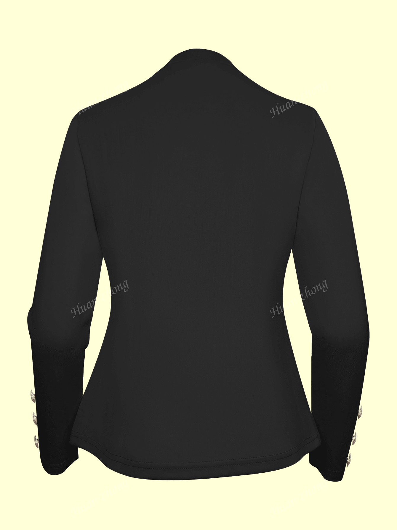 Women's Plain Button-Down Thin Long Sleeve Jacket For Spring And Autumn Black