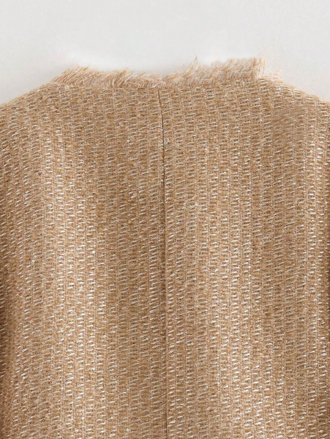 Casual Vintage Shiny Texture Short Jacket For Autumn Khaki