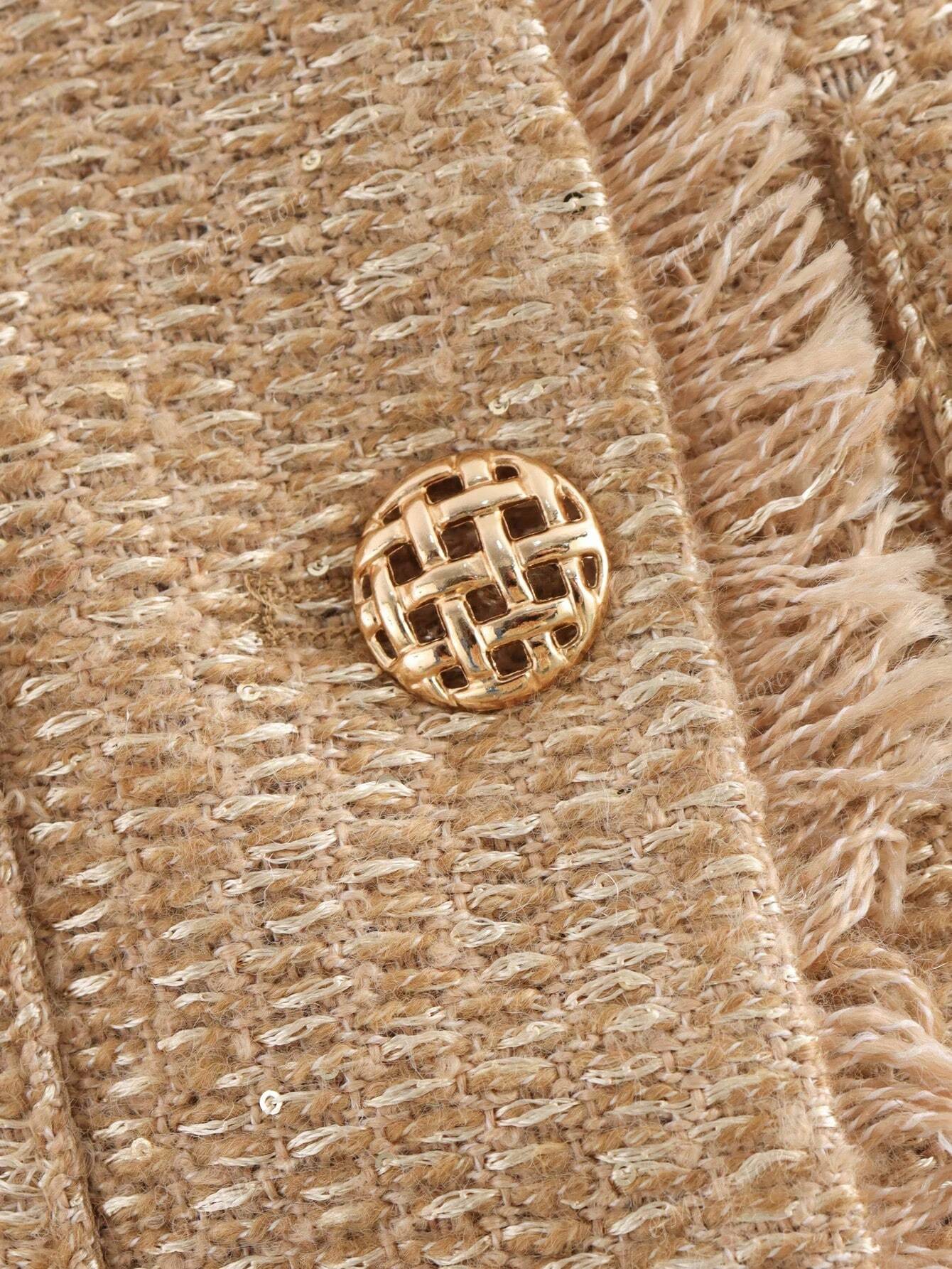 Casual Vintage Shiny Texture Short Jacket For Autumn Khaki