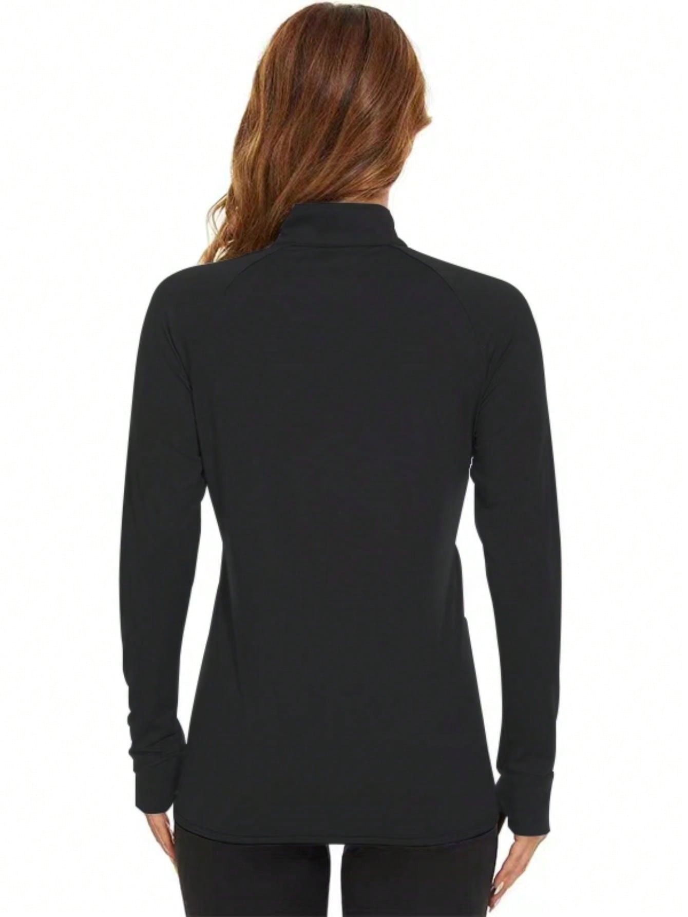 Women's Sports Jackets, Zip-Up Jackets, Short Sports Slim-Fit Coats Black