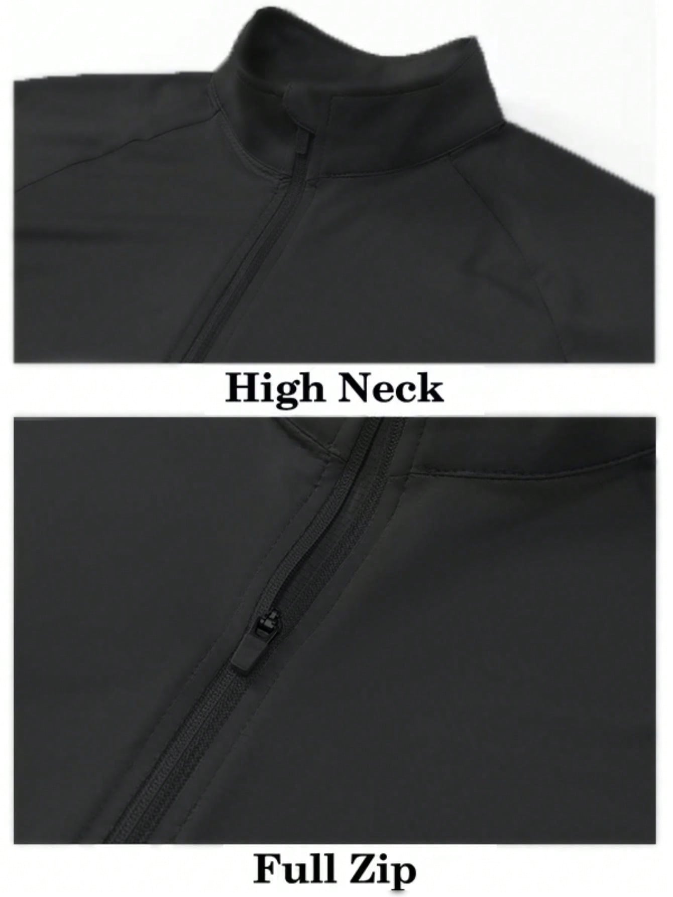 Women's Sports Jackets, Zip-Up Jackets, Short Sports Slim-Fit Coats Black