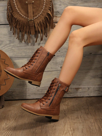 Perfect With Leggings Women's Fashionable Outdoor Spring And Autumn Boots,Wear With Pants Brown