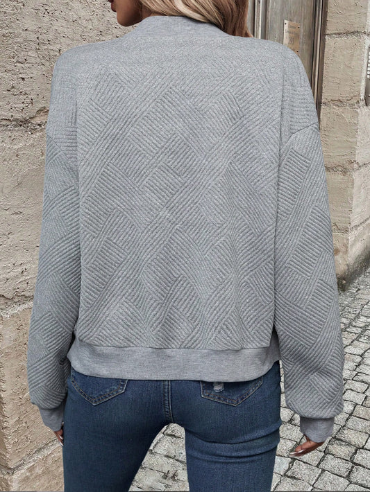 SHEIN LUNE Drop Shoulder Zip Up Bomber Jacket Grey