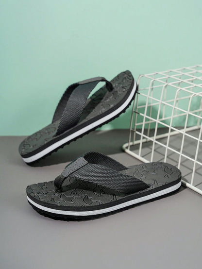 Boys' Summer Casual Cartoon Dinosaur Indoor/outdoor Flip Flops Grey