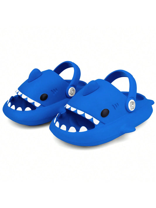 Kids Shark Cloud Slides | Toddler Boys Girls Shower Slippers | Baby Cute Cartoon Fish Clogs | Beach Pool Home Sandals | Quick Dry Non-Slip Blue