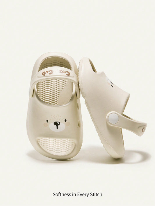Cozy Pixies Cute Bear Pattern Breathable Soft Comfortable Anti-Slip Durable All-Match Baby Sandals With Holes Beige