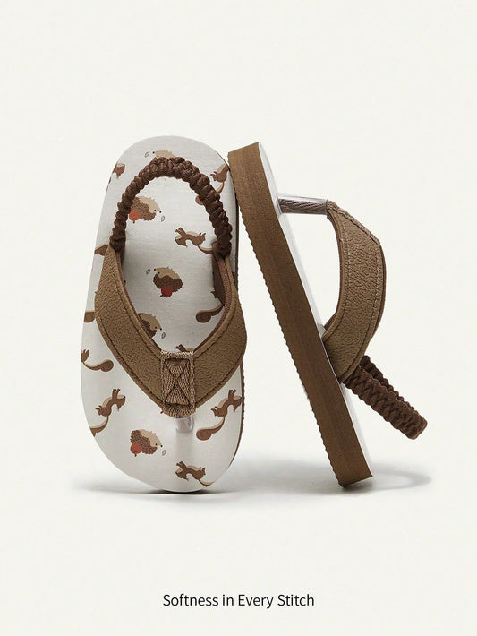 Cozy Pixies Kids' Cartoon Outdoor Eva Slippers, Breathable, Fashionable And Comfortable For Toddler Girls And Boys Brown