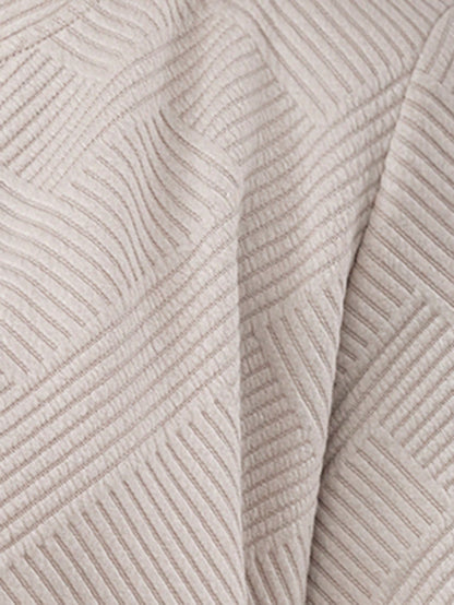 SHEIN LUNE Fashionable Casual Jacquard Knitted Khaki Jacket, Suitable For Commuting Khaki