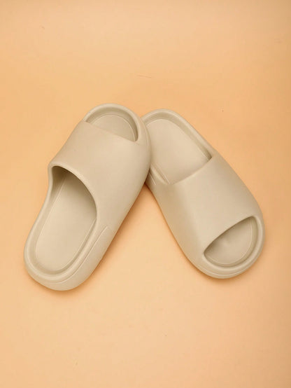 Kids Foam Slippers, Lightweight Non-Slip Soft Bottom, Middle/Big Kids, Casual, Quick-Drying, Minimalist Strap, Beige Color, Unisex Beach Sandals Beige