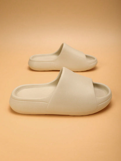 Kids Foam Slippers, Lightweight Non-Slip Soft Bottom, Middle/Big Kids, Casual, Quick-Drying, Minimalist Strap, Beige Color, Unisex Beach Sandals Beige