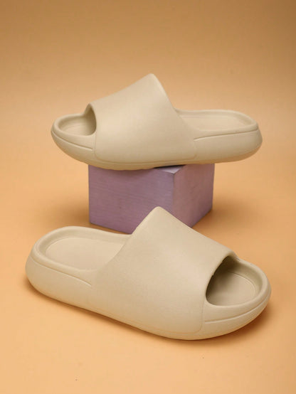 Kids Foam Slippers, Lightweight Non-Slip Soft Bottom, Middle/Big Kids, Casual, Quick-Drying, Minimalist Strap, Beige Color, Unisex Beach Sandals Beige