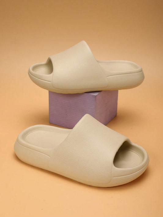 Kids Foam Slippers, Lightweight Non-Slip Soft Bottom, Middle/Big Kids, Casual, Quick-Drying, Minimalist Strap, Beige Color, Unisex Beach Sandals Beige