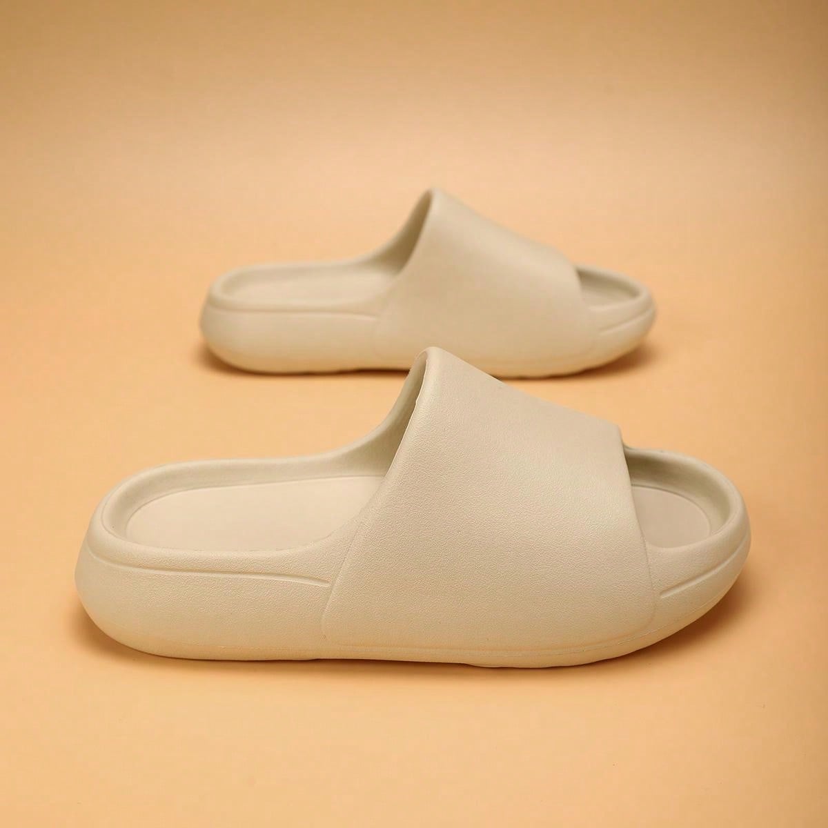 Kids Foam Slippers, Lightweight Non-Slip Soft Bottom, Middle/Big Kids, Casual, Quick-Drying, Minimalist Strap, Beige Color, Unisex Beach Sandals Beige