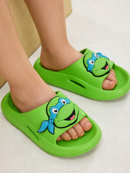 TEENAGE MUTANT NINJA TURTLES X SHEIN Kids Cartoon Turtle EVA Slippers, Lightweight & Comfortable For Indoor, Bathroom, Outdoor Use Green