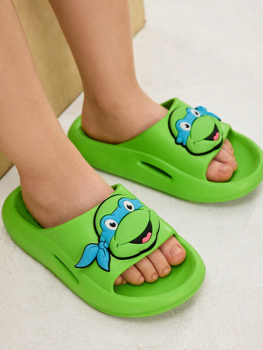 TEENAGE MUTANT NINJA TURTLES X SHEIN Kids Cartoon Turtle EVA Slippers, Lightweight & Comfortable For Indoor, Bathroom, Outdoor Use Green