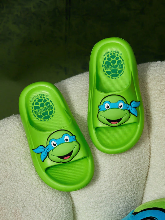 TEENAGE MUTANT NINJA TURTLES X SHEIN Kids Cartoon Turtle EVA Slippers, Lightweight & Comfortable For Indoor, Bathroom, Outdoor Use Green