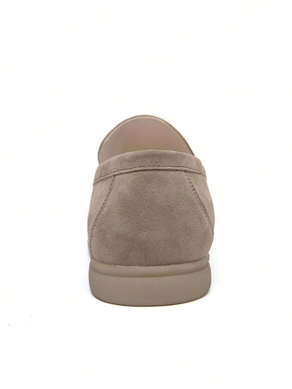 Men's Luxury Penny Loafer Leather Shoes, Solid Color Faux Suede Casual Oxford, Soft & Breathable, Versatile For Business, Party, Wedding, Spring/Summer/Autumn Beige