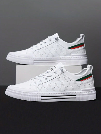 Comfy Non-Slip Skate Shoes For Men's Outdoor Activities - Solid Casual Sneakers White