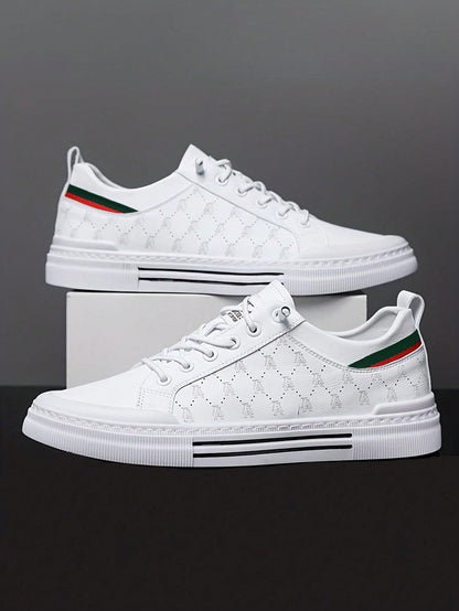 Comfy Non-Slip Skate Shoes For Men's Outdoor Activities - Solid Casual Sneakers White