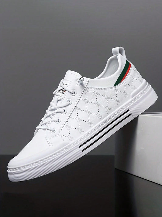 Comfy Non-Slip Skate Shoes For Men's Outdoor Activities - Solid Casual Sneakers White
