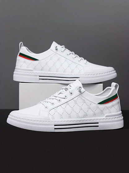 Comfy Non-Slip Skate Shoes For Men's Outdoor Activities - Solid Casual Sneakers White