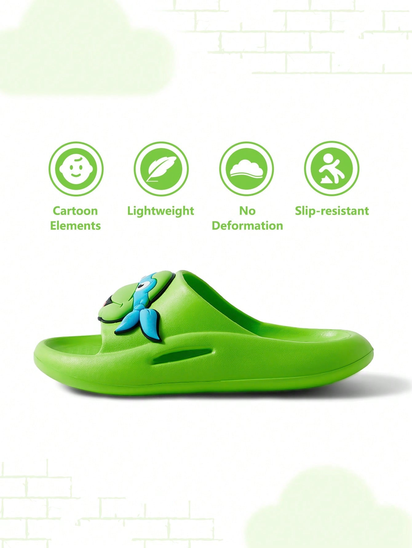 TEENAGE MUTANT NINJA TURTLES X SHEIN Kids Cartoon Turtle EVA Slippers, Lightweight & Comfortable For Indoor, Bathroom, Outdoor Use Green