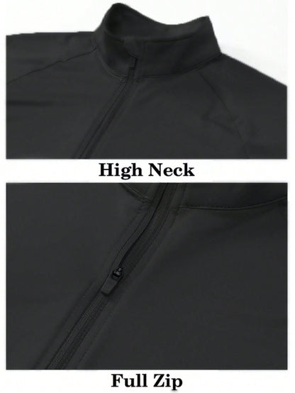 Women's Sports Jackets, Zip-Up Jackets, Short Sports Slim-Fit Coats Black