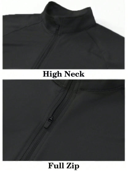 Women's Sports Jackets, Zip-Up Jackets, Short Sports Slim-Fit Coats Black