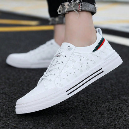 Comfy Non-Slip Skate Shoes For Men's Outdoor Activities - Solid Casual Sneakers White